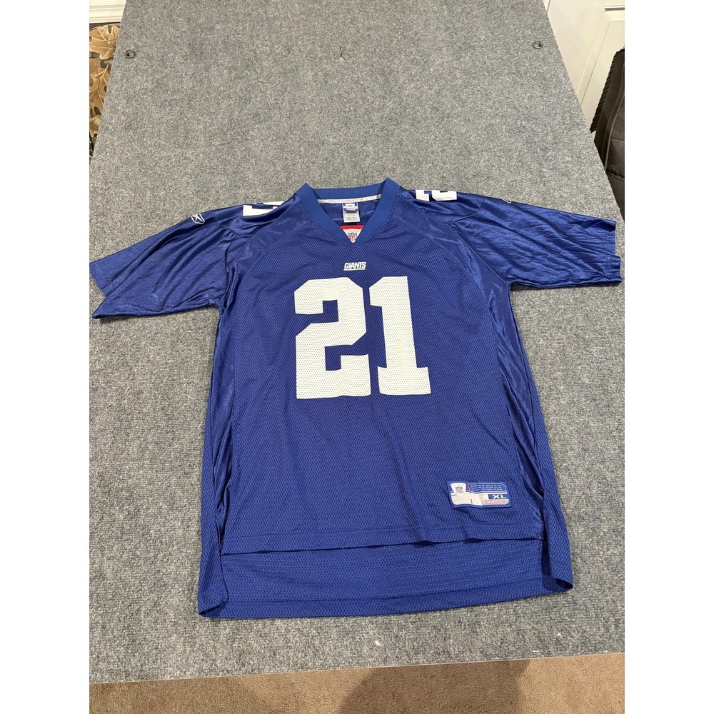 Vtg New York Giants Jersey Mens XL Blue NFL Football Tiki Barber Reebok On Field